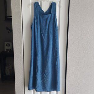Talbots Linen Blend Blue Maxi Dress Women's Size 12
